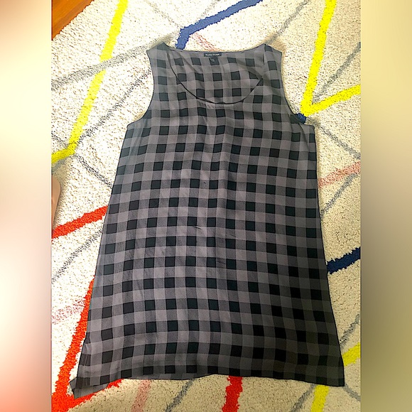 Eileen Fisher black and grey checked silk tunic - Picture 1 of 3